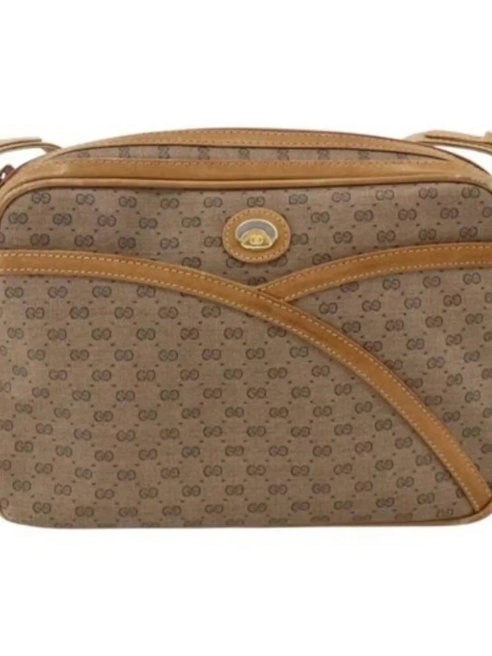 GUCCI Micro GG Supreme Shoulder Bag PVC Beige Gold 001 261 1096 Auth BA11772